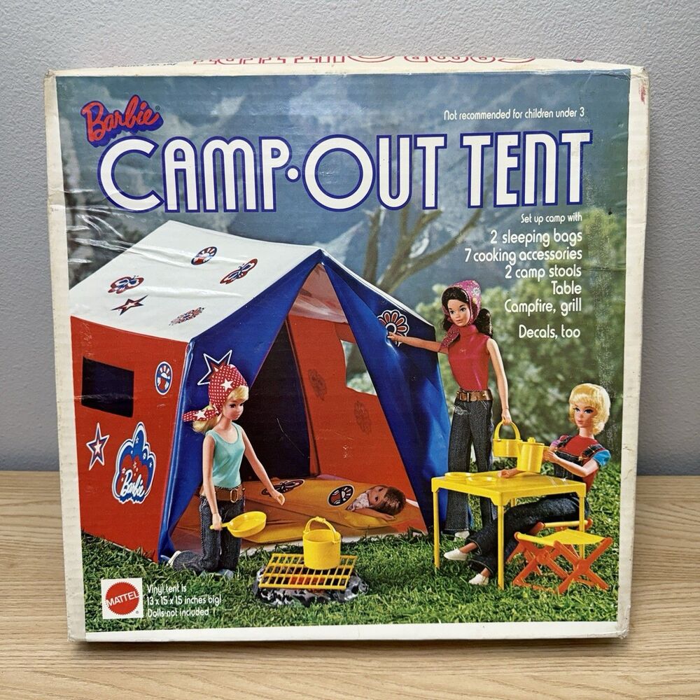 Vintage 1972 Mattel Barbie Camp Out Tent Box, Tent and Campfire Only Nostalgia